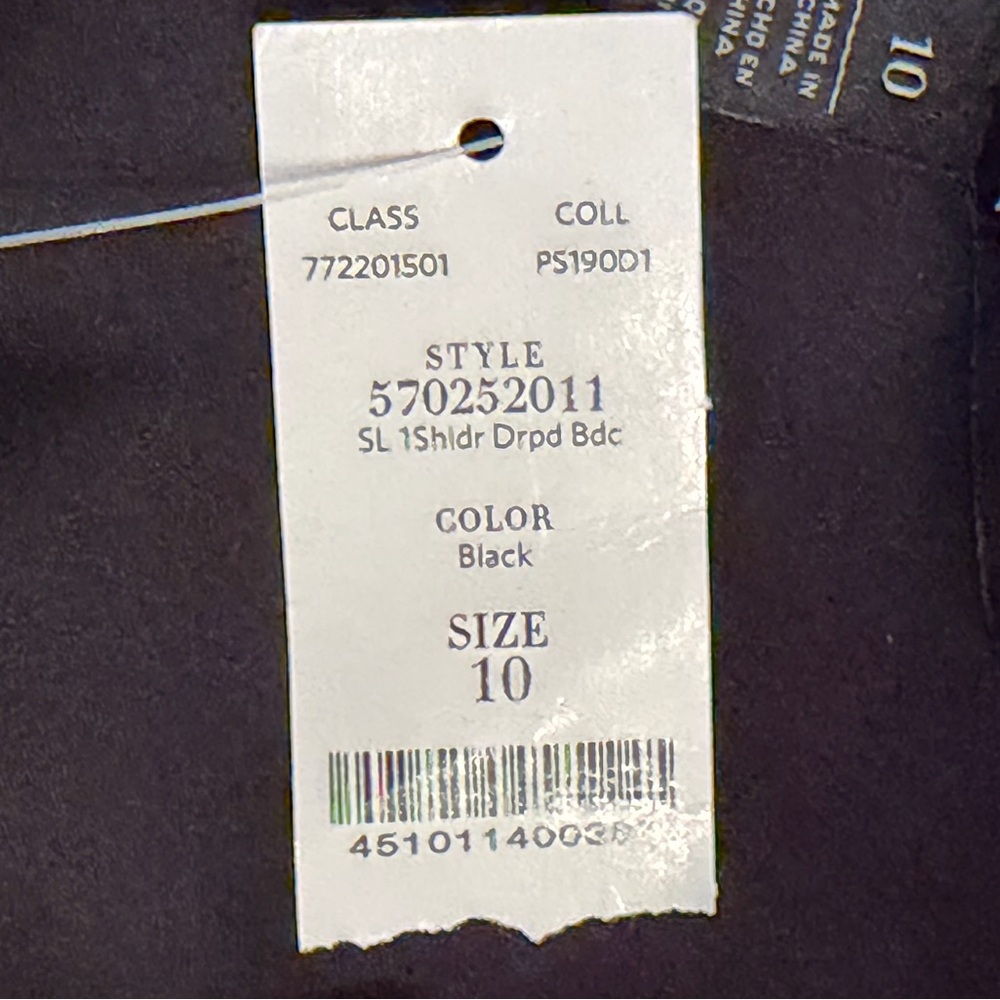 White House Black Market Black One Shoulder Draped Top Size 10 NWT - Picture 6 of 7